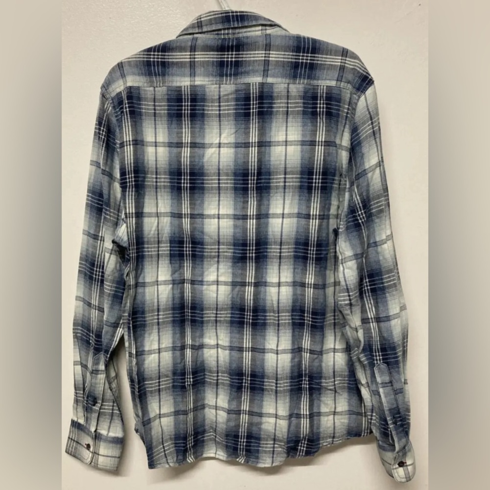Flag & Anthem Mens Plaid Shirt Button Up Large Adult Blue Navy White NWT - Picture 2 of 13